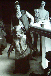 A fabulous behind-the-scdenes photo, featuring Peter Diamond on the cantina set (Star Wars: A New Hope" copyright Lucasfilm Ltd/Disney)